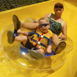 Riding on water ride at Aquatica by SeaWorld.